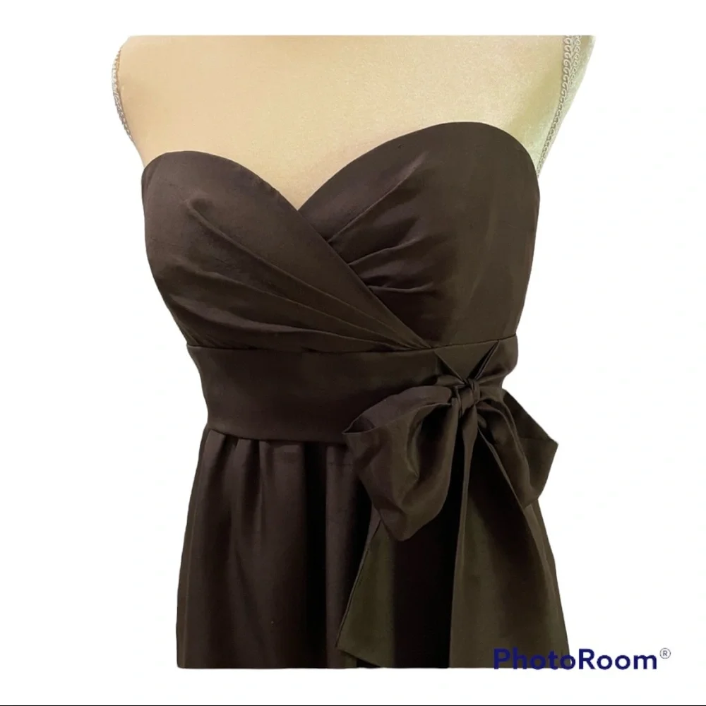 Jenny Yoo Brown Silk Shantung Strapless Dress Size 0‎